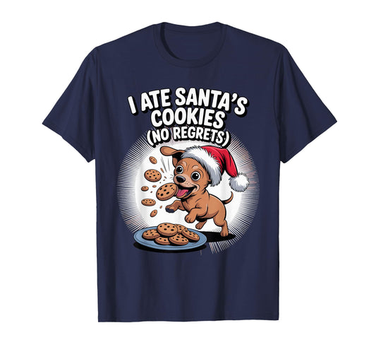I Ate Santas Cookies Xmas Puppy Funny Christmas Chiweenie T-Shirt