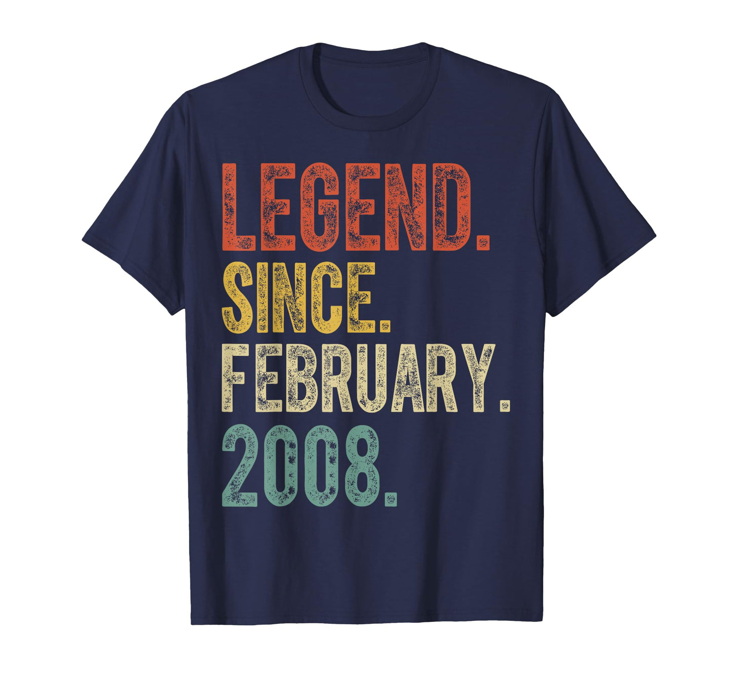 Retro 18 Years Old Legend Since February 2008 18th Birthday T-Shirt