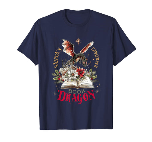 Santa's Favorite Book Dragon Christmas Magic T-Shirt