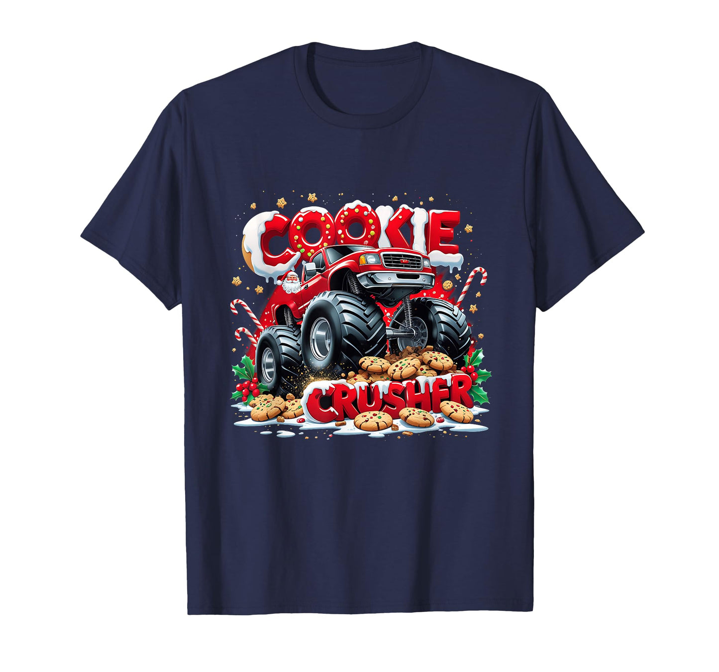 Cookie Crusher Funny Monster Truck Christmas Design T-Shirt