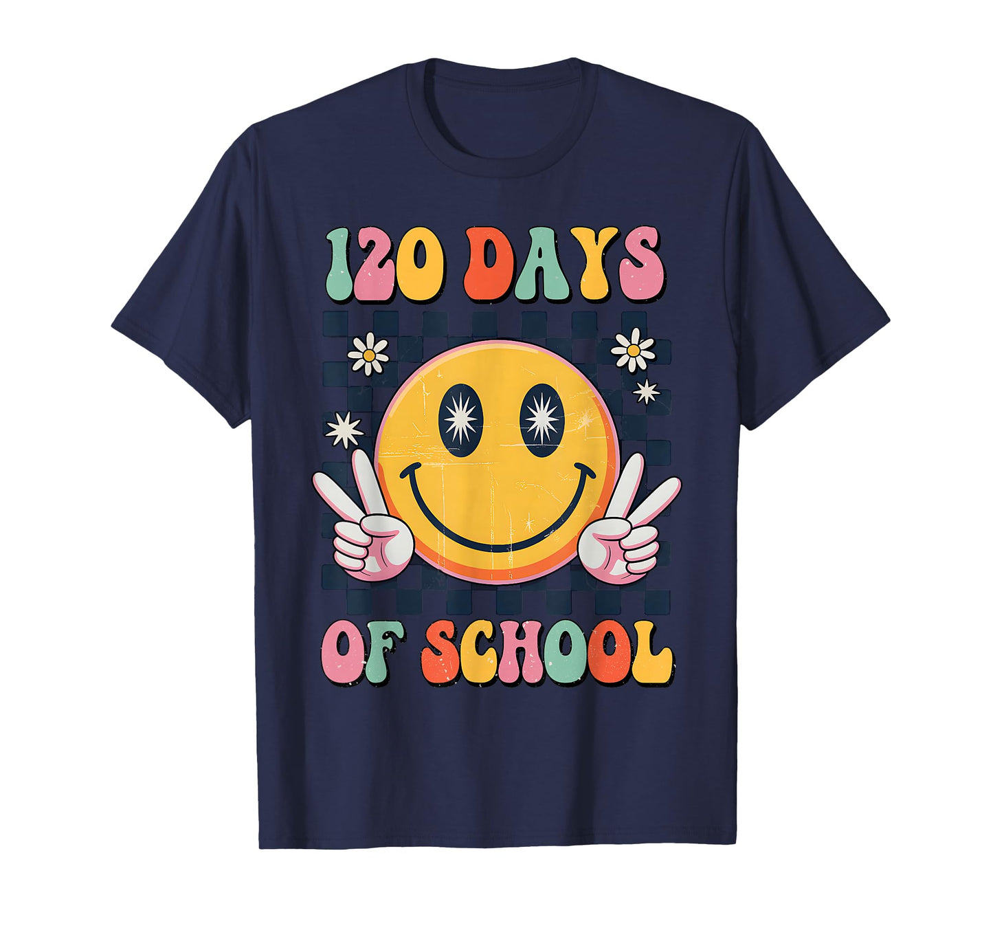 120th Day of School Teacher Kids Groovy 120 Days of School T-Shirt