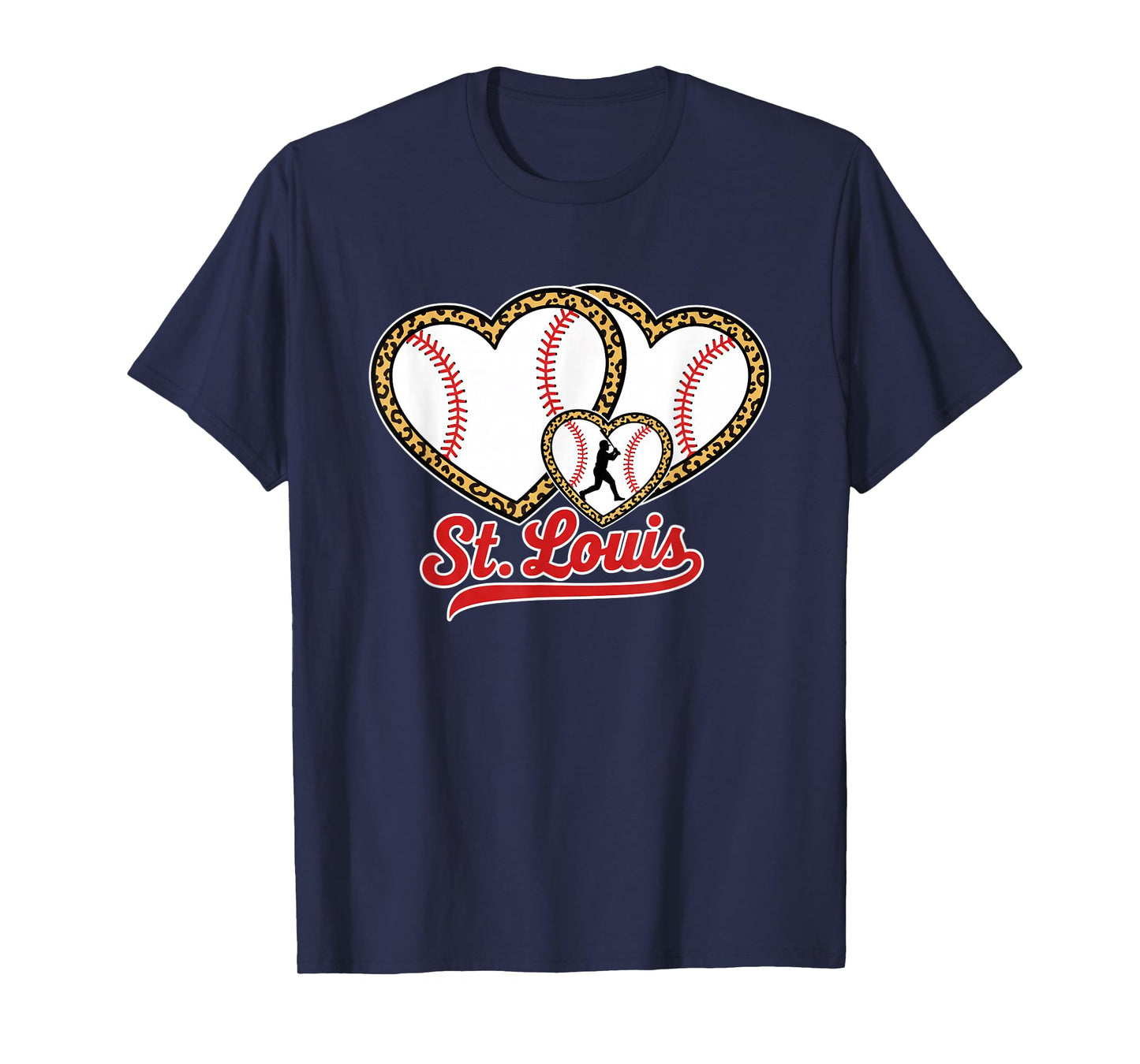 St. Louis Leopard Heart Baseball Batter Boys Fan T-Shirt