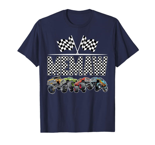 Memaw Retro Monster Truck Family Birthday Matching T-Shirt
