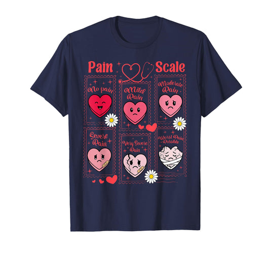 Stamp Pain Scale Heart Candy Trauma Nurse Triage Valentines T-Shirt
