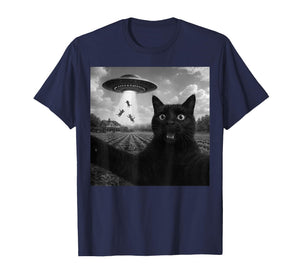 Cat Selfie with Alien UFO Funny Cats Gifts Boy Men Women Kid T-Shirt
