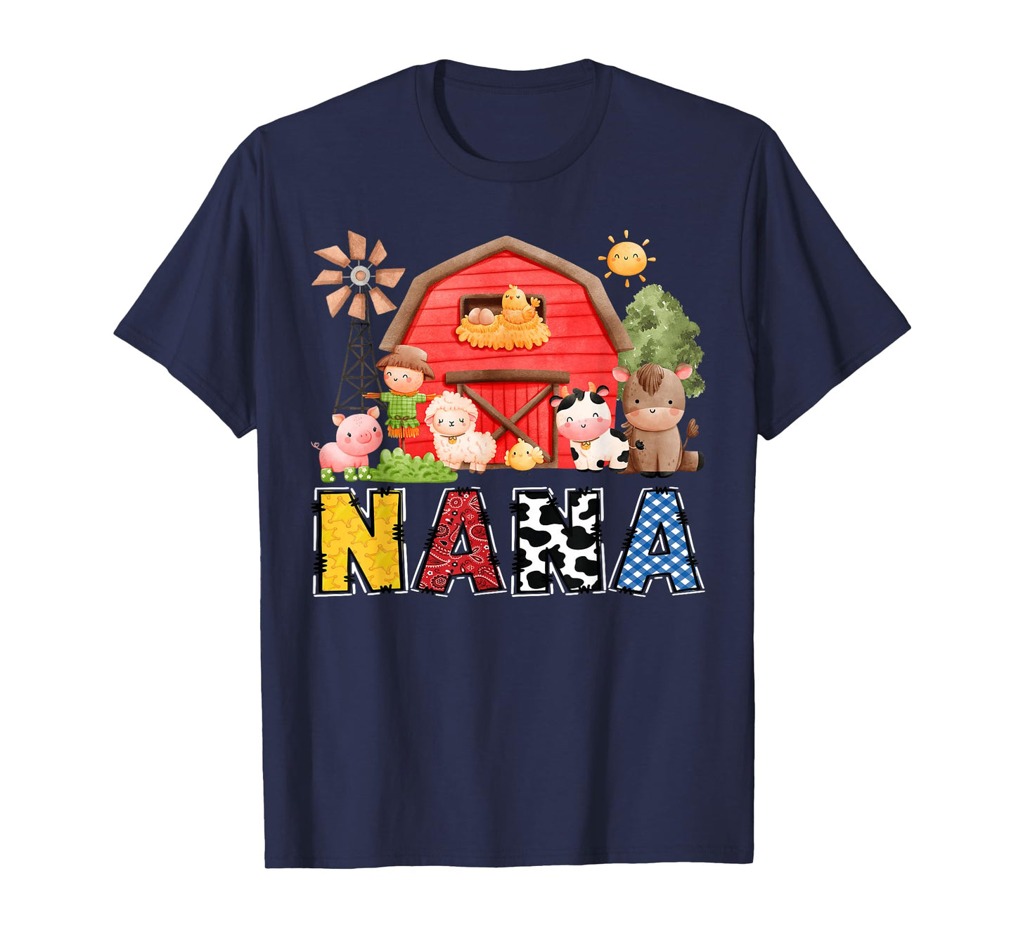 Nana Red Farm Cow Birthday Boy Matching Family Party T-Shirt