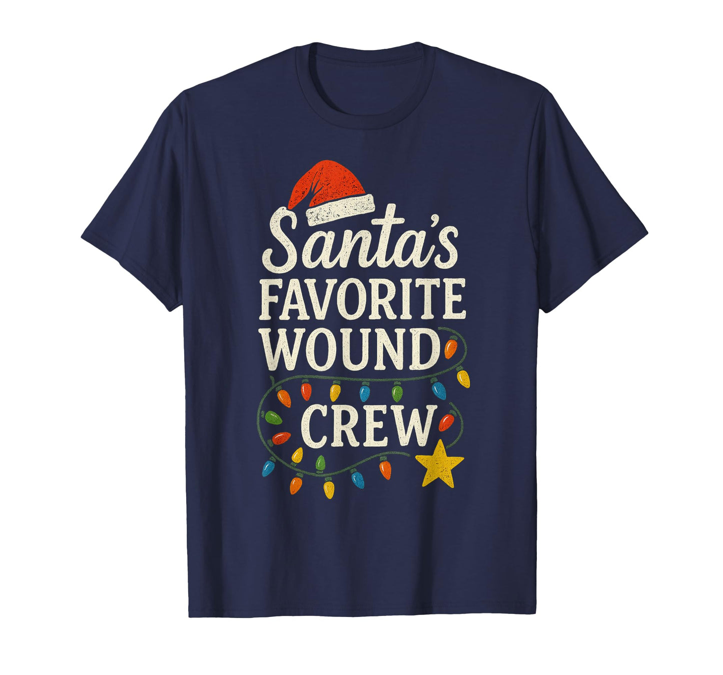 Santa's Favorite Wound Crew Christmas Wound Care Nurse Crew T-Shirt