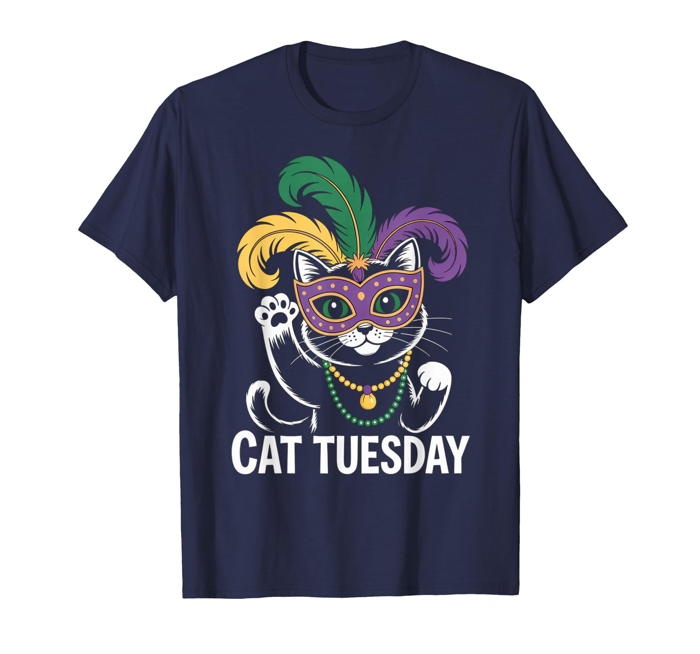 Mardi Gras Cat Tuesday New Orleans Party Cat Lover T-Shirt
