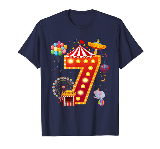 7 Year Old Carnival Circus Lover 7th Birthday Party T-Shirt
