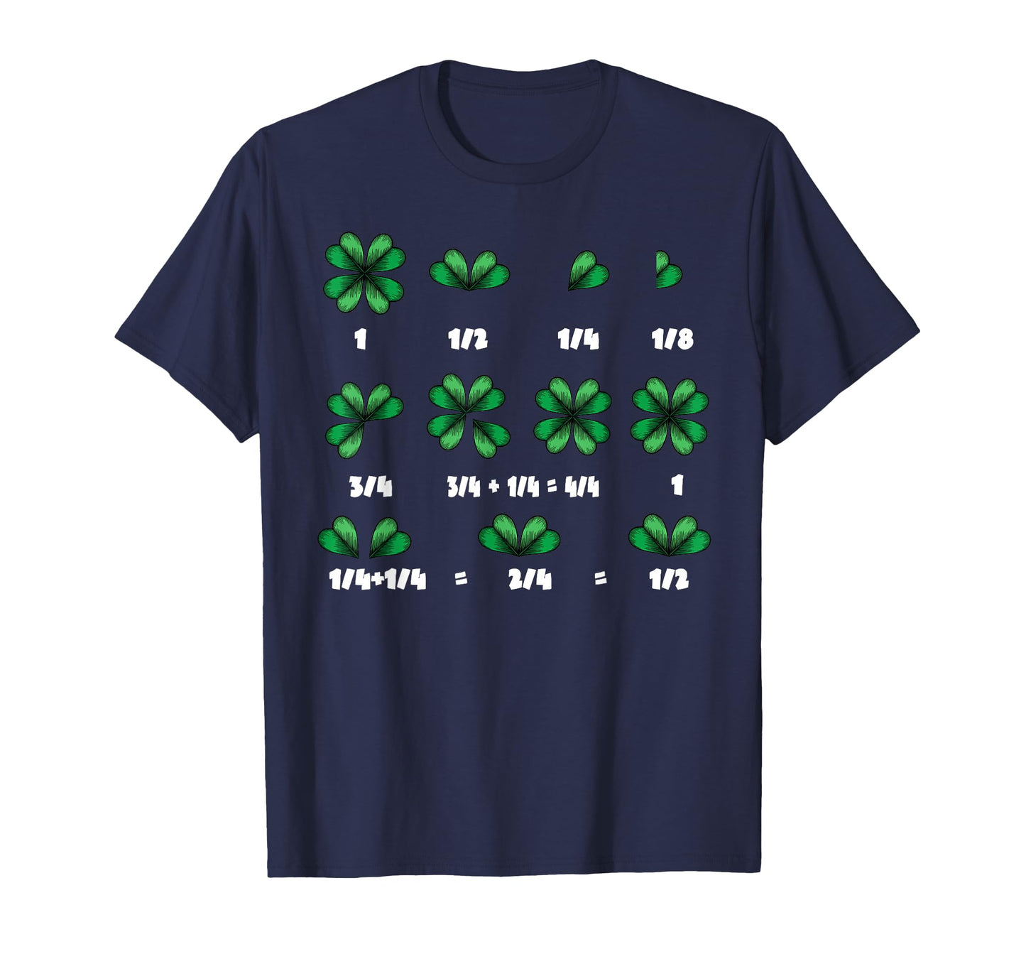 St Patricks Day Math Fraction Clover Shamrock Funny Teacher T-Shirt