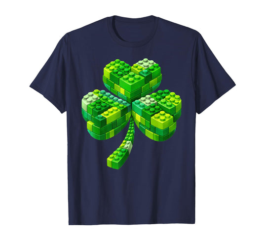 Block Brick Building Shamrock St Patricks Day Shirts Kids T-Shirt