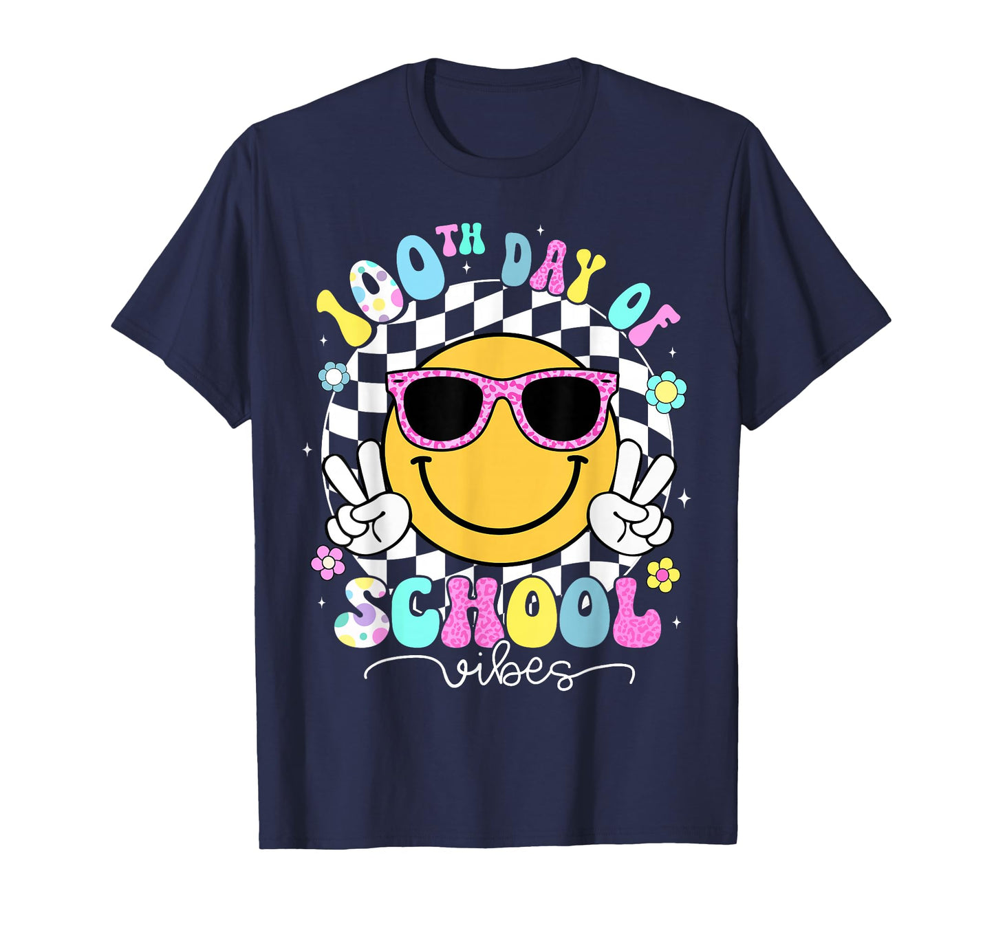 Cute Smile Face 100th Day of School Vibes Shirt Teacher Kids T-Shirt