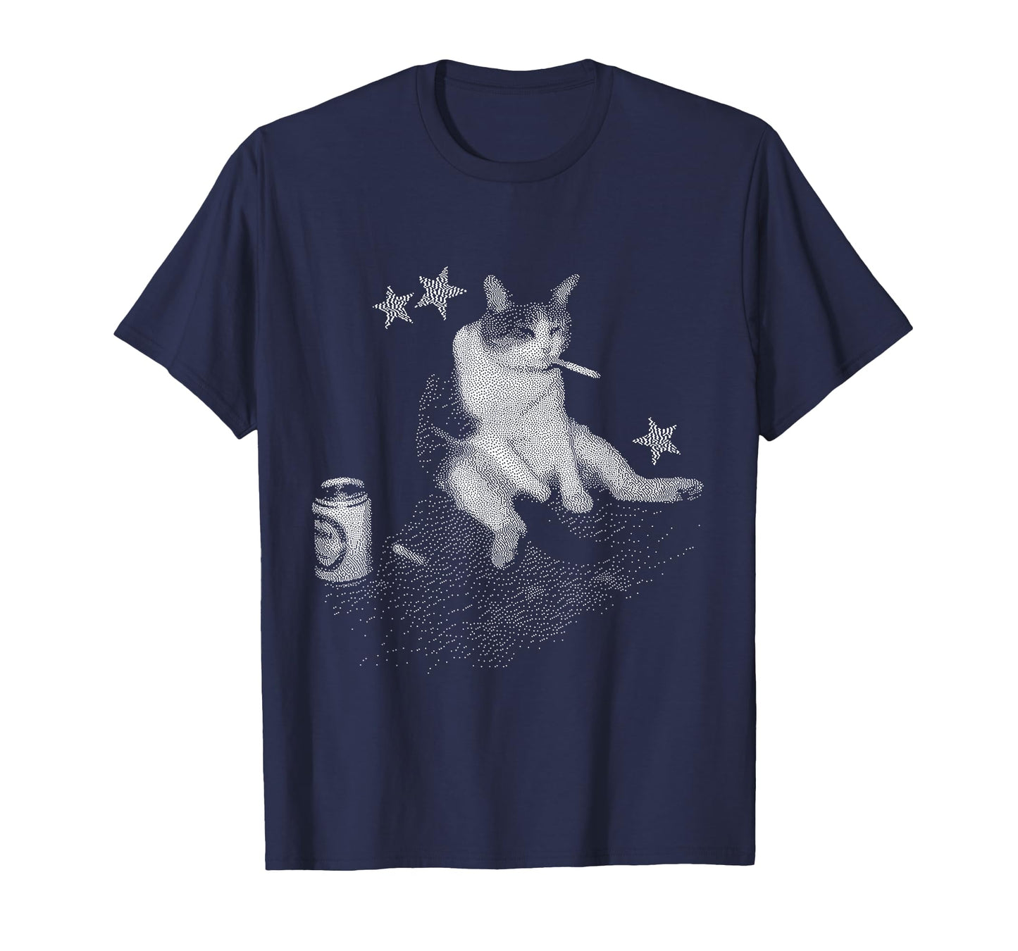 Smoking Cat Meme for Men and Women Funny Dither Graphic T-Shirt