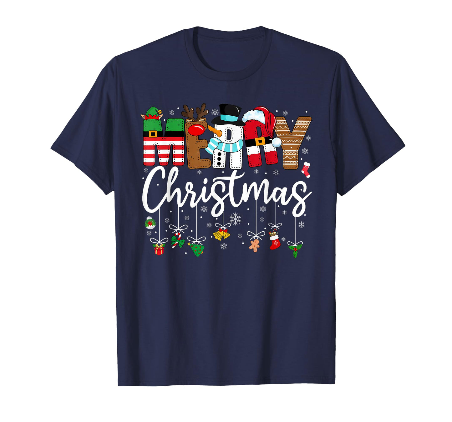 Merry Christmas Lights Santa Hat Xmas Family Matching Pajama T-Shirt