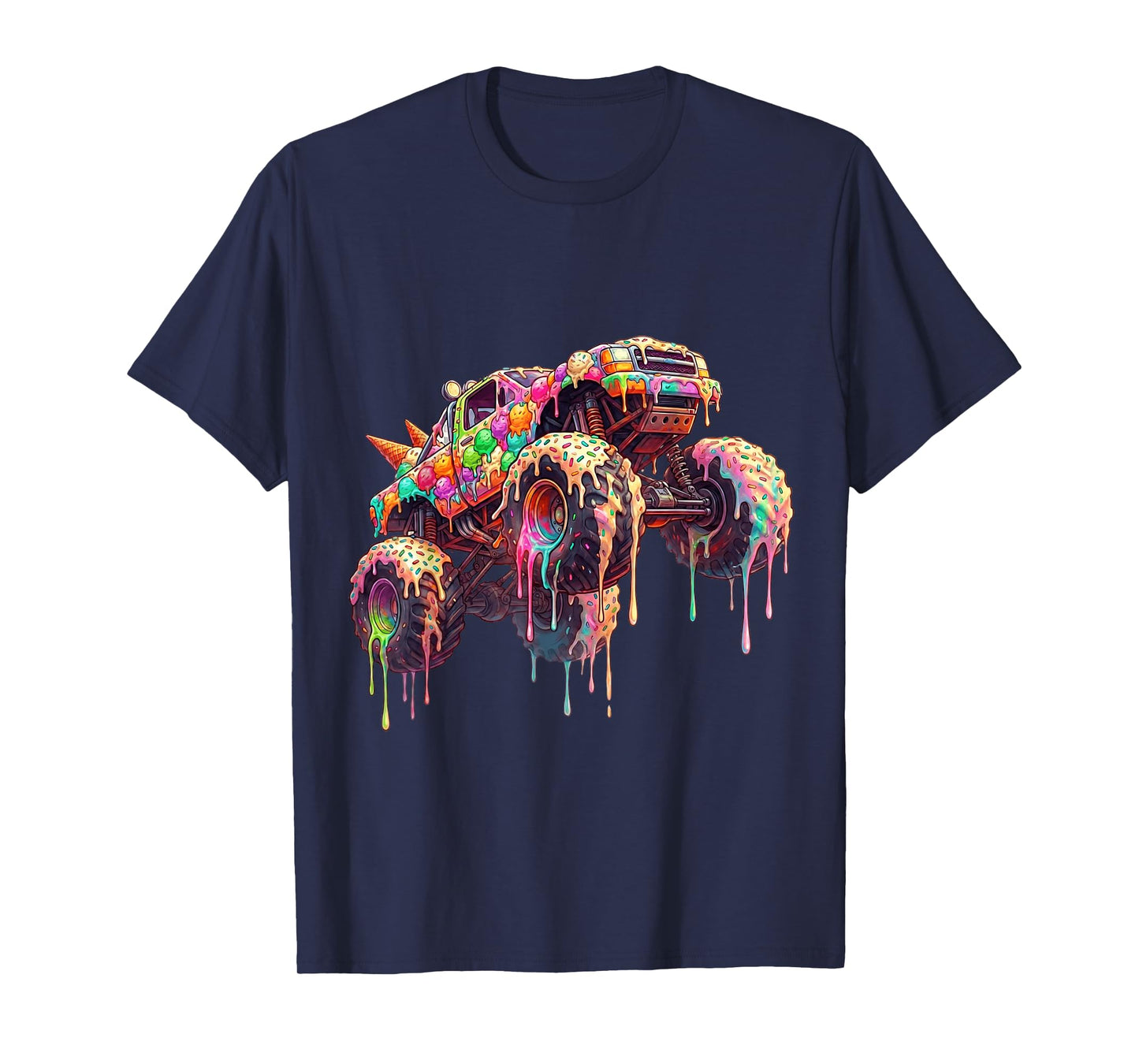 Monster Truck Ice Cream Dripping Toddler Boys Kid Youth Drip T-Shirt