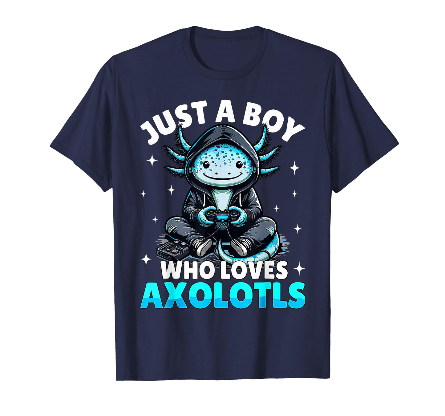 Just A Boy Who Loves Axolotls Kids Boys Cute Gamer T-Shirt