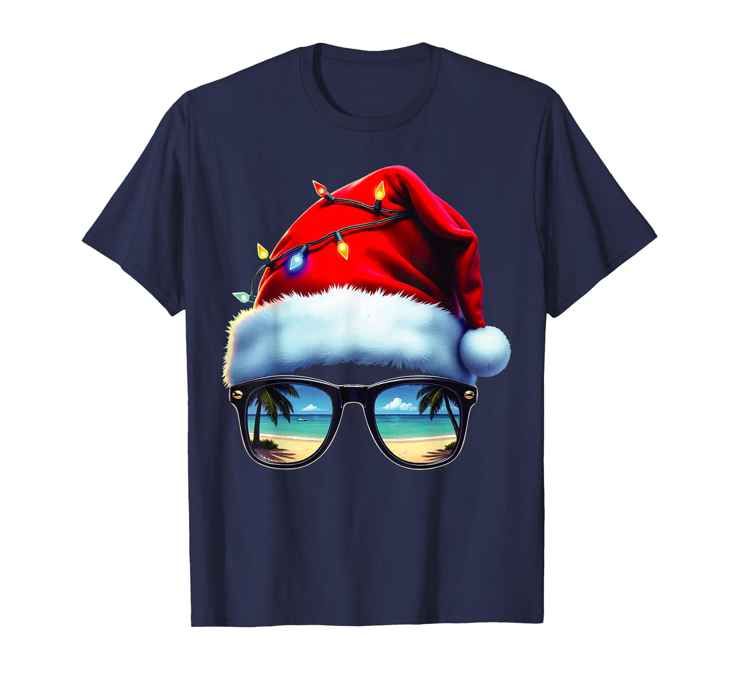 Tropical Christmas Vibes Beach Holiday Santa T-Shirt