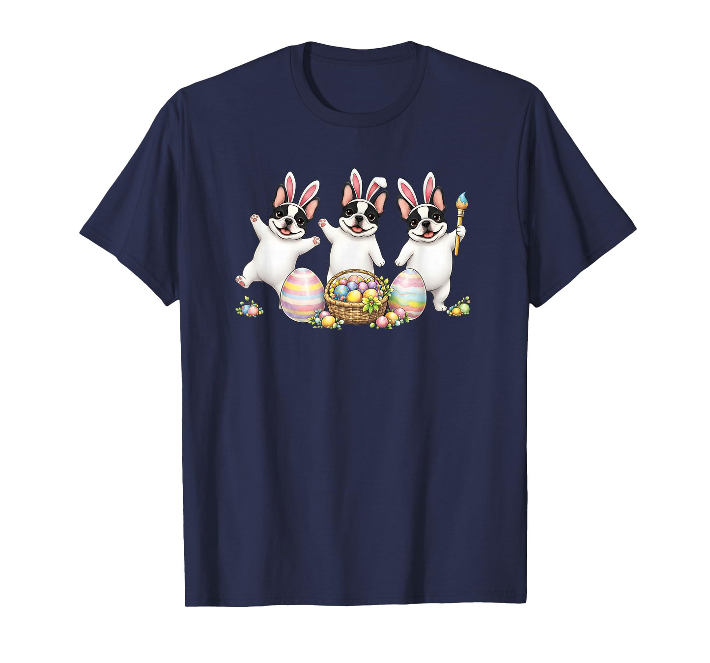 Cute Easter French Bulldog Bunny Ears Eggs Kawaii Dancing T-Shirt