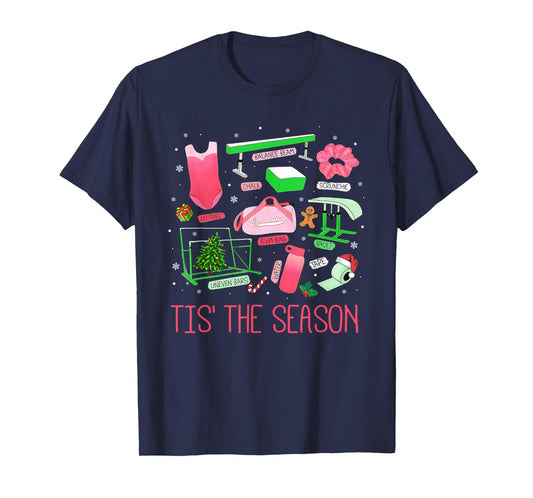 Tis The Season Gymnastics Workout Fitness Exercise Christmas T-Shirt