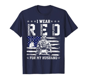 I Wear Red On Fridays for My Husband Military Support Troops T-Shirt