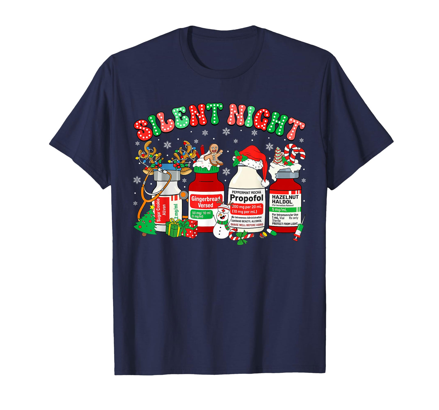 Retro Propofol Silent Night ER ED RN ICU Nurses Christmas T-Shirt