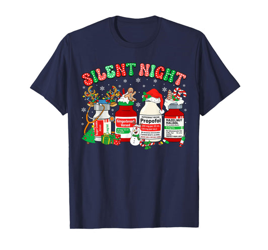 Retro Propofol Silent Night ER ED RN ICU Nurses Christmas T-Shirt