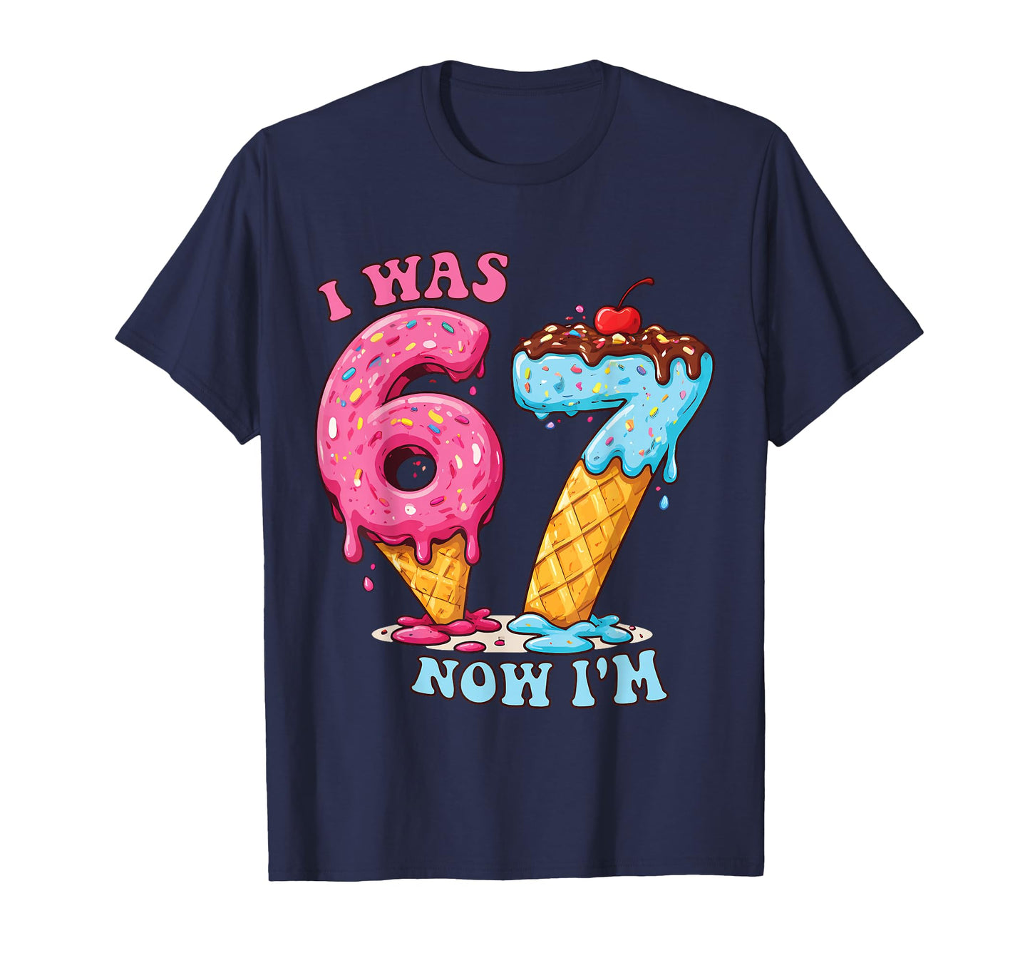 Ice Cream Donut Drip I was 6 Now Im 7th Birthday T-Shirt