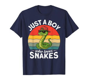 Just A Boy Who Loves Snakes Funny Snake Reptile Kids Boys T-Shirt