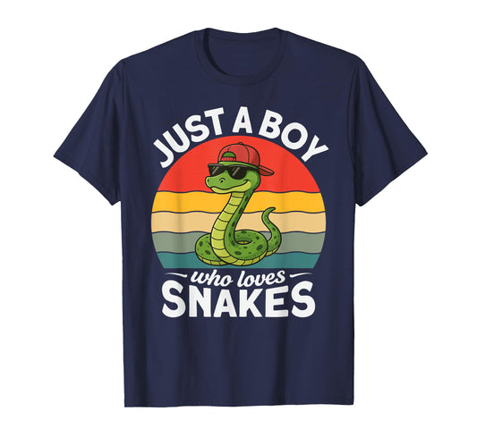 Just A Boy Who Loves Snakes Funny Snake Reptile Kids Boys T-Shirt