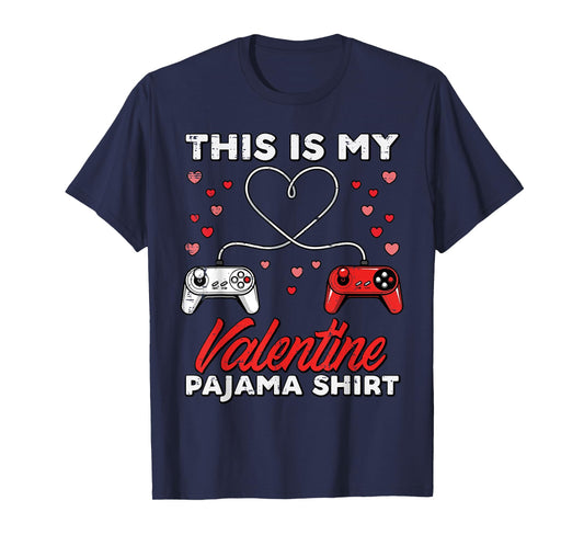 This is My Valentine Pajama Gamer Valentines Day Boys Kids T-Shirt