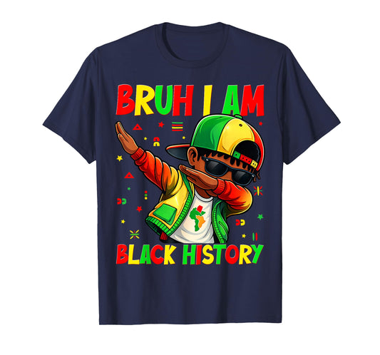 Bruh I Am Black History Month Dabbing Boy African Kid T-Shirt