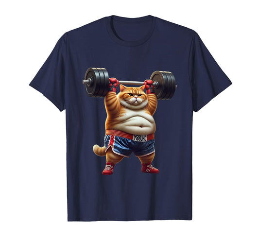 Funny Weightlifting Gym Workout Cat with Boxing Gloves Anime T-Shirt