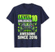 Kids 10th Birthday Gamer Level 10 Unlocked Awesome Since 2016 T-Shirt