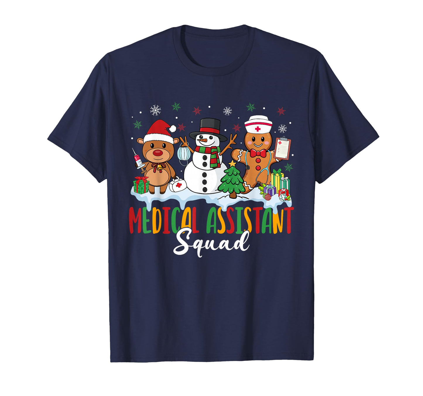 Medical Assistant Squad Reindeer Gingerbread Christmas T-Shirt