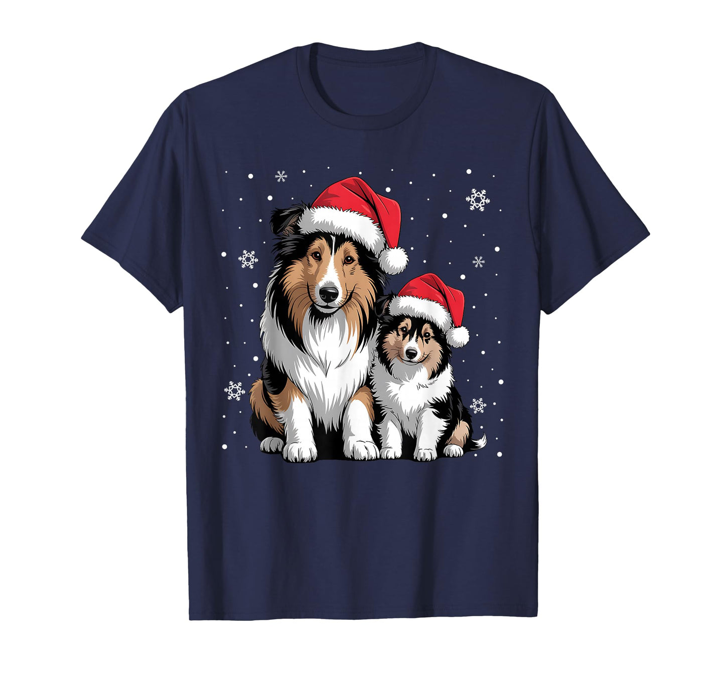 Christmas Rough Collie Dog Matching Pajama Santa Dog Lovers T-Shirt