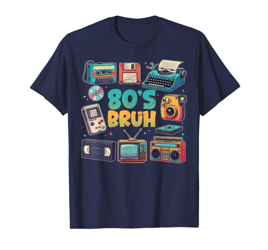 Funny Retro 80s Shirt for Boys Girls Kids Bruh Outfit T-Shirt