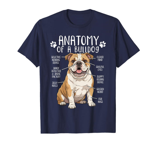 Funny Bulldog Anatomy English Bulldog Dog Lover Owner T-Shirt