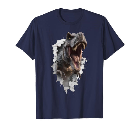 Roaring T-Rex Dinosaur Crashing Through Wall T-Shirt Funny T-Shirt