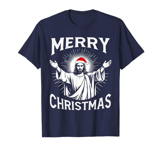 Merry Christmas Christian Jesus Pajamas Pjs Xmas Men Women T-Shirt