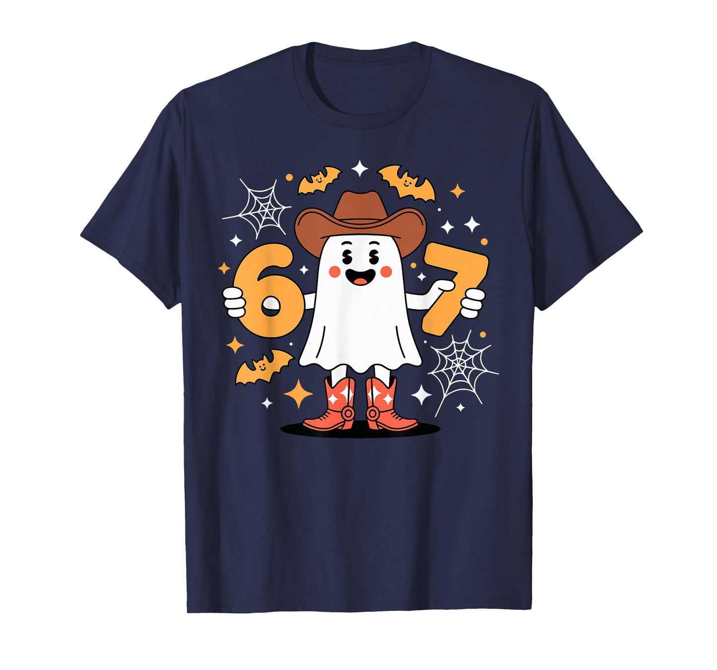 6 7 Halloween Ghost 67 Meme Gen Alpha Six Seven T-Shirt