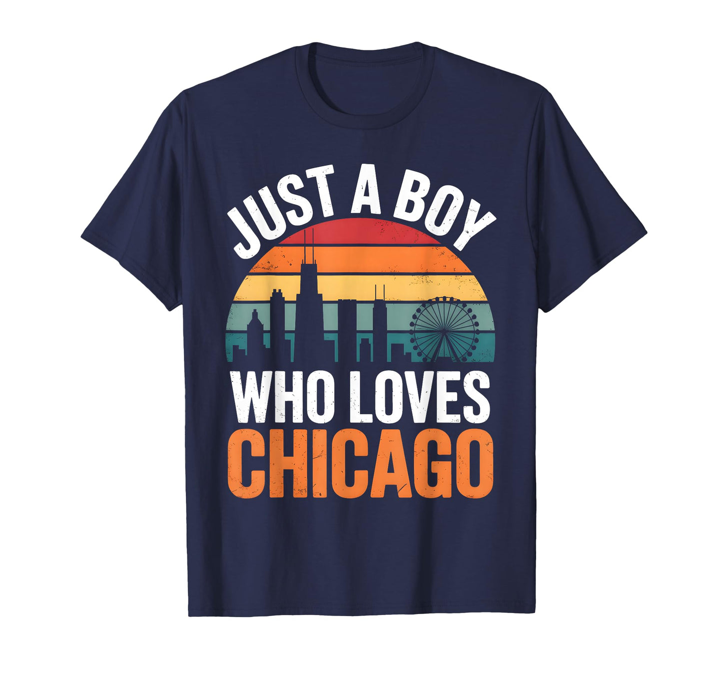 Just A Boy Chicago Skyline Cityscape Urban Travel Illinois T-Shirt