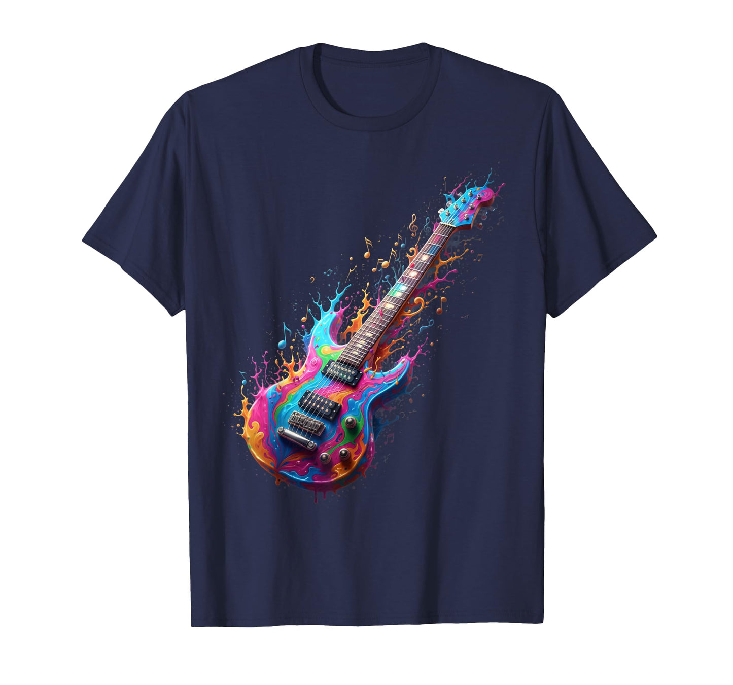 Colorful Guitar Art Music Notes Splash Tee for Guitarists T-Shirt