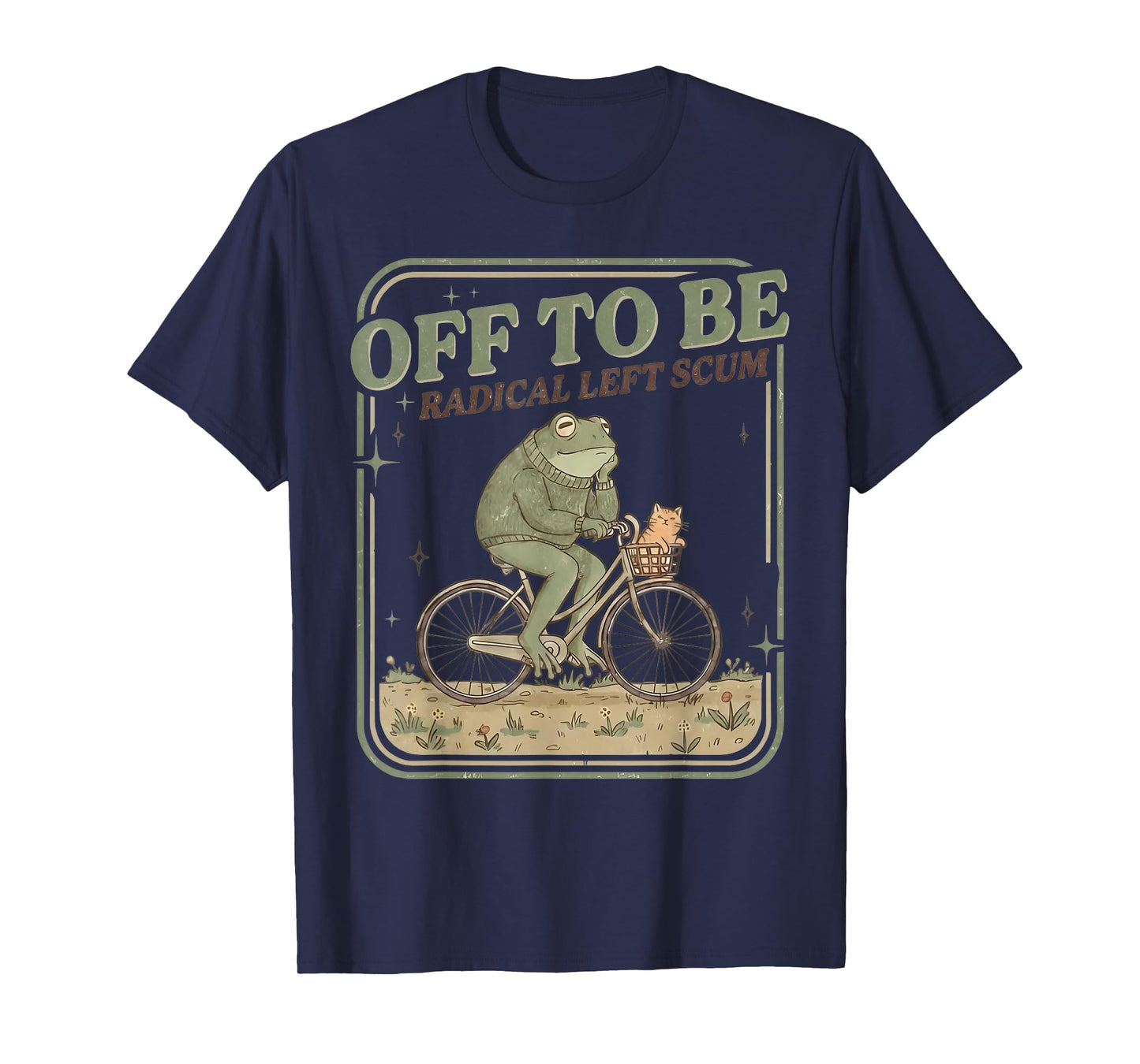 Off to Be Radical Left Scum Frog On Bicycle Cat T-Shirt