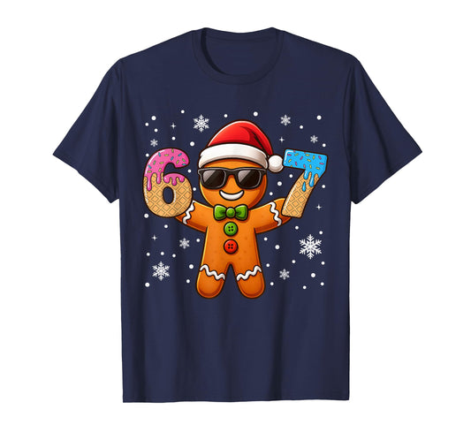 Funny Gingerbread Six Seven 67 Ice Cream Drip Christmas Boys T-Shirt