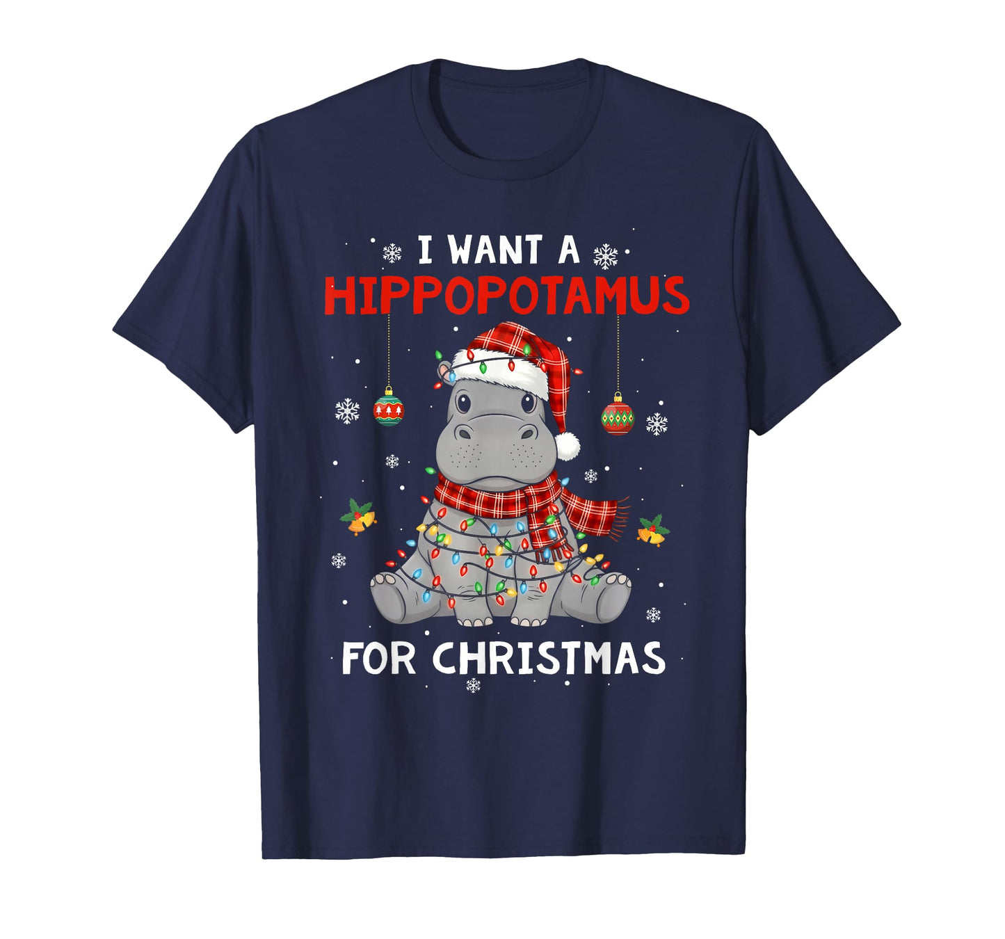 I Want A Hippopotamus for Christmas Xmas Hippo for Kid Women T-Shirt