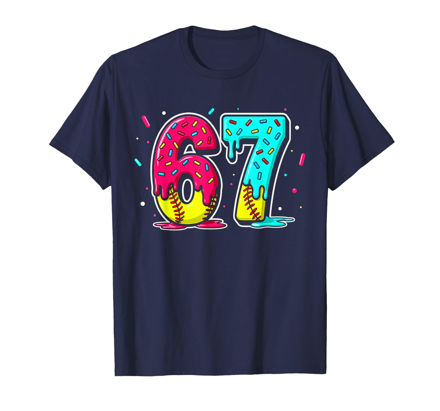 Ice Cream Dripping Softball Drip Funny 6 7 Six Seven Meme T-Shirt