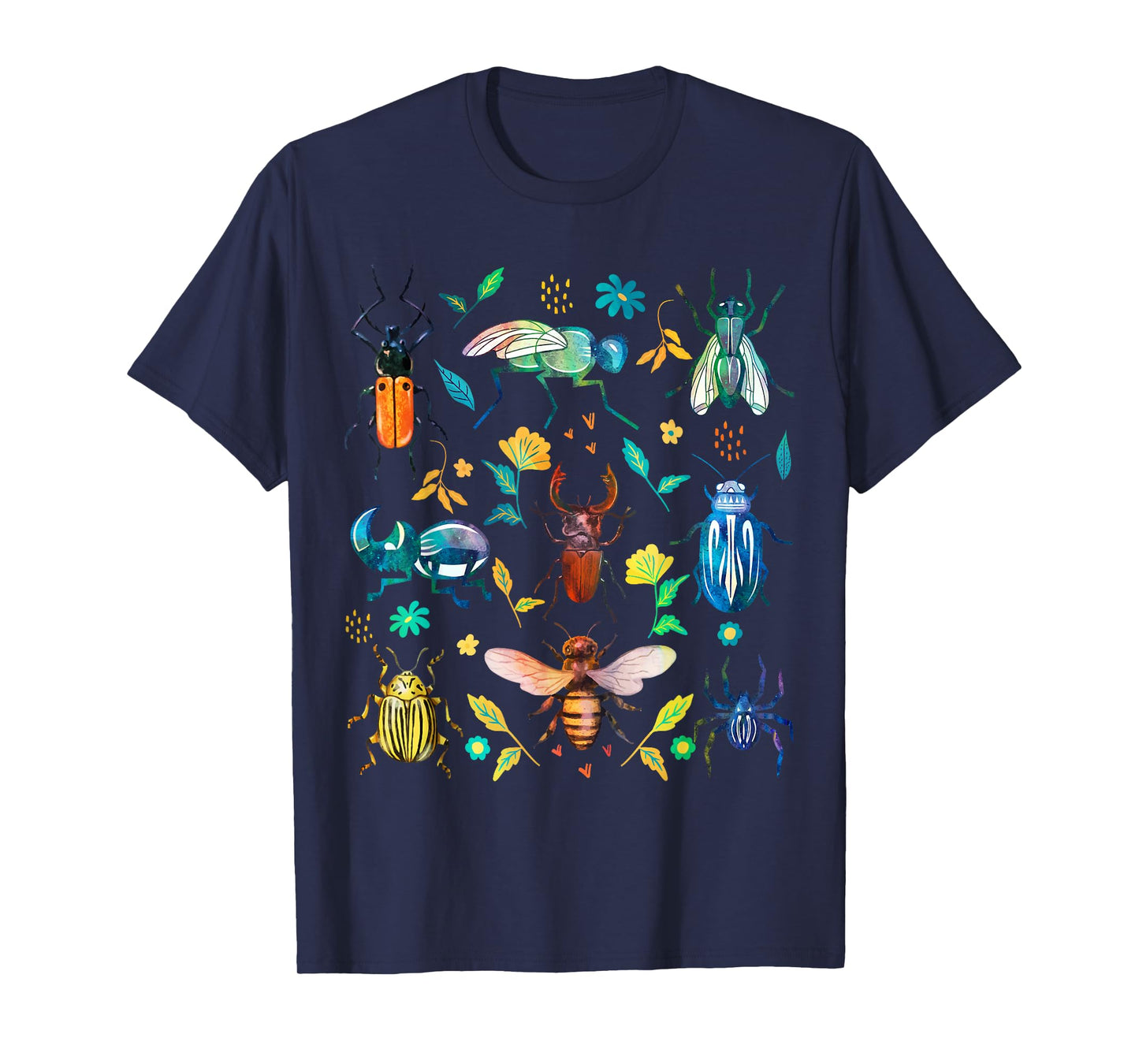 Colorful Insects & Bugs Illustration Entomology Bug Lover T-Shirt