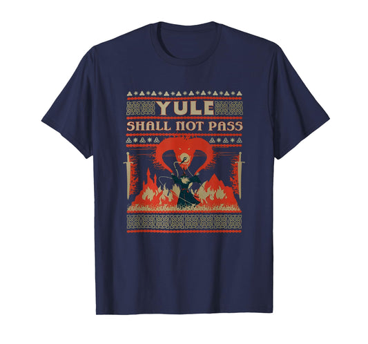 Yule Shall not Pass Fantasy Wizard Holiday Pun T-Shirt
