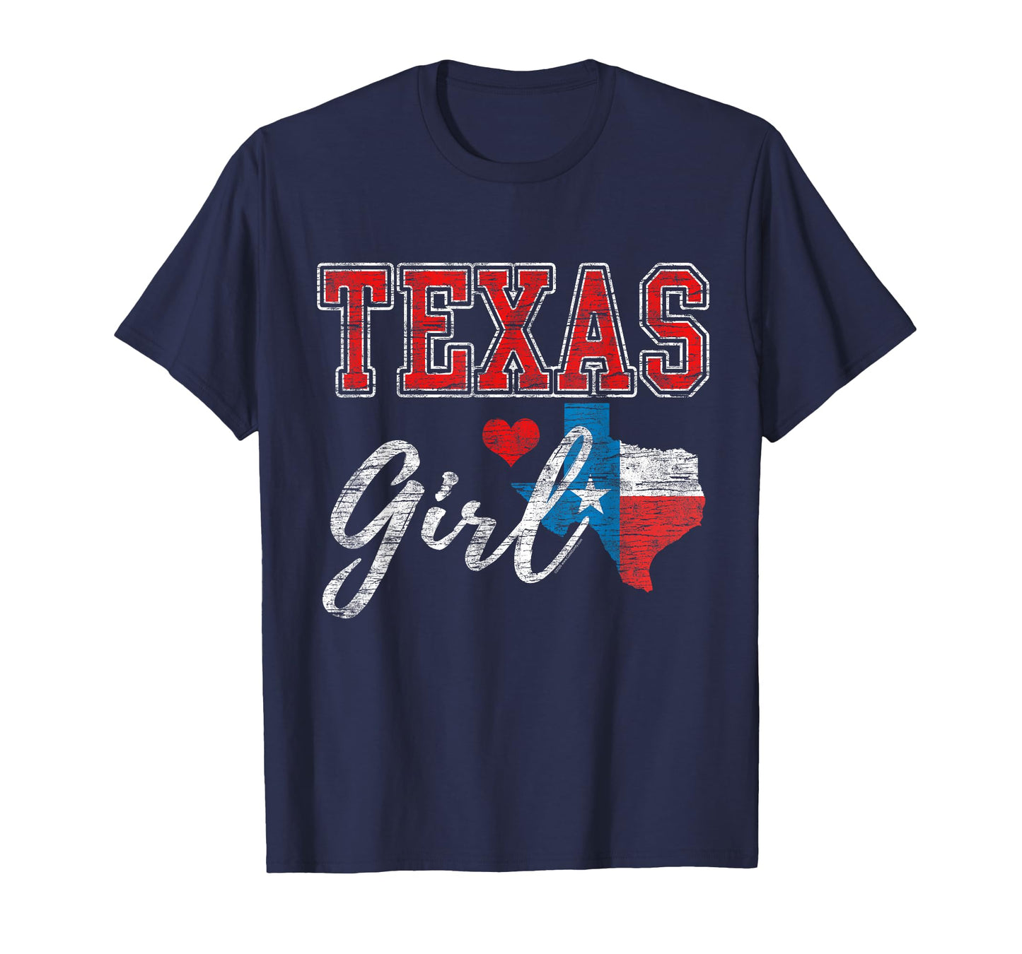Texas Girl Cute Souvenir Gift for Women Vintage Map Flag T-Shirt