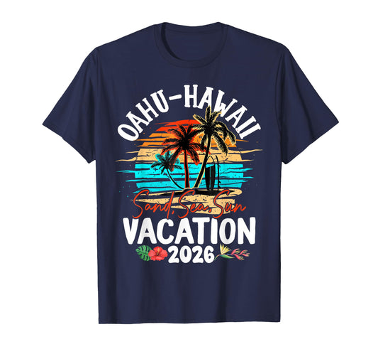 Oahu Hawaii 2026 Vacation Beach Matching Family Group T-Shirt